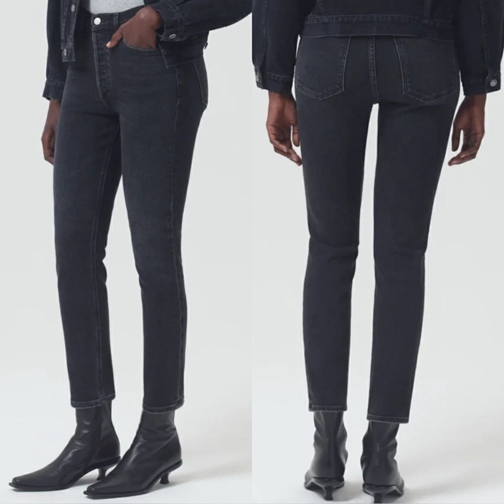 NWOT Agolde Nico High Rise Slim Fit Black Jeans Size 25